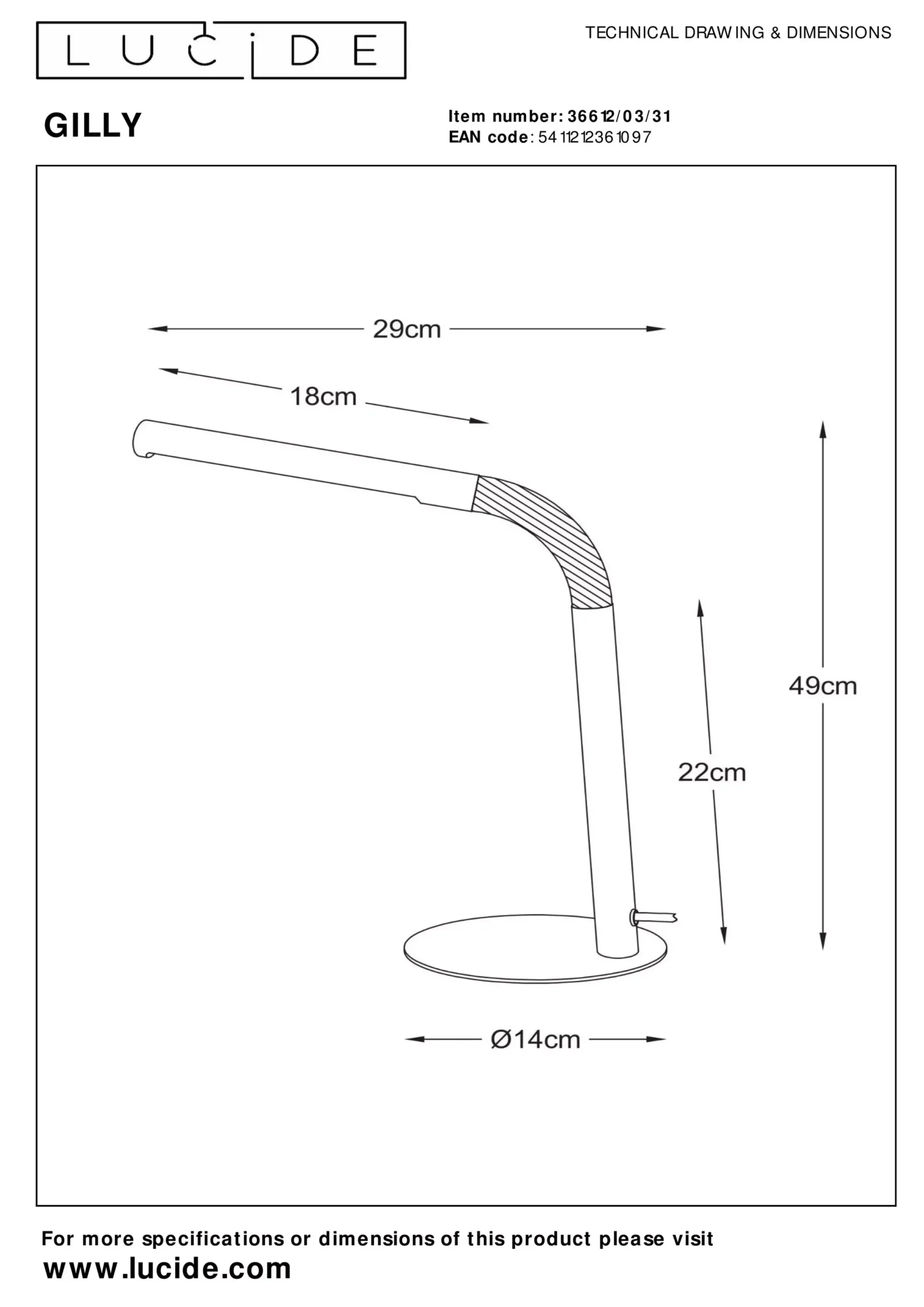 GILLY - Bureaulamp - LED - 1x5W 2700K - Wit*Lucide Store