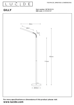GILLY - Leeslamp - LED - 1x6W 2700K - Wit*Lucide Best