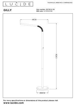 GILLY - Oplaadbare Leeslamp - Accu/Batterij - LED Dimb. - 1x6W 2700K - Zwart*Lucide Shop