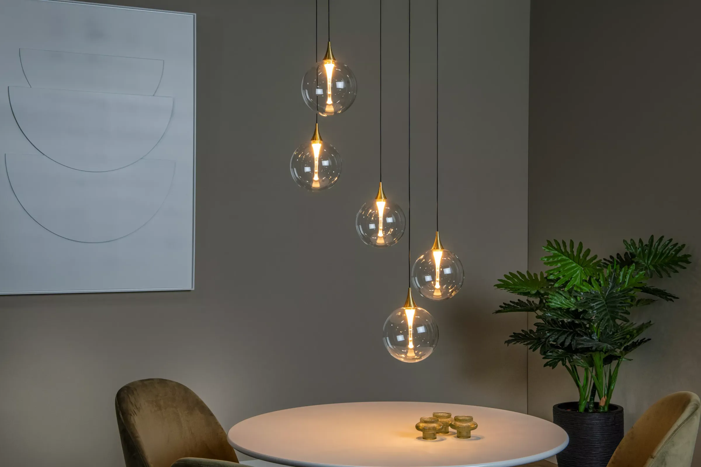 GISELA - Hanglamp - Ø 48 cm - LED Dimb. - 5x3,8W 2700K - Transparant*Lucide Fashion