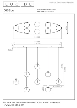 GISELA - Hanglamp - LED Dimb. - 8x3,9W 2700K - Transparant*Lucide Discount