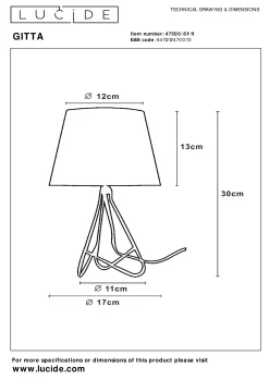 GITTA - Tafellamp - Ø 17 cm - 1xE14 - Chroom*Lucide Sale