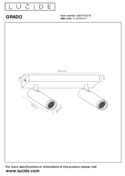 GRADO - Plafondspot - 2xGU10 (MR11) - Grijs ijzer*Lucide Fashion