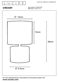 GREASBY - Tafellamp - Ø 14 cm - 1xE14 - Grijs*Lucide Outlet