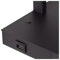 GREGORY - Bedlamp / Wandlamp - 1xE27 - Met USB oplaadpunt - Zwart*Lucide Flash Sale