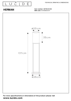 HERMAN - Vloerlamp - Ø 26 cm - 1xE27 - Beige*Lucide New