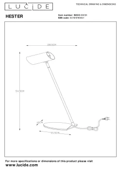HESTER - Bureaulamp - 1xGU10 - Wit*Lucide Shop