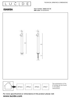 IBAMBA - Sokkellamp - LED - 1x6W 3000K - IP65 - Zwart*Lucide New