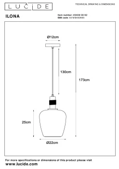 ILONA - Hanglamp - Ø 22 cm - 1xE27 - Amber*Lucide Shop
