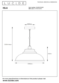 ISLA - Hanglamp - Ø 29 cm - 1xE14 - Roze*Lucide Clearance