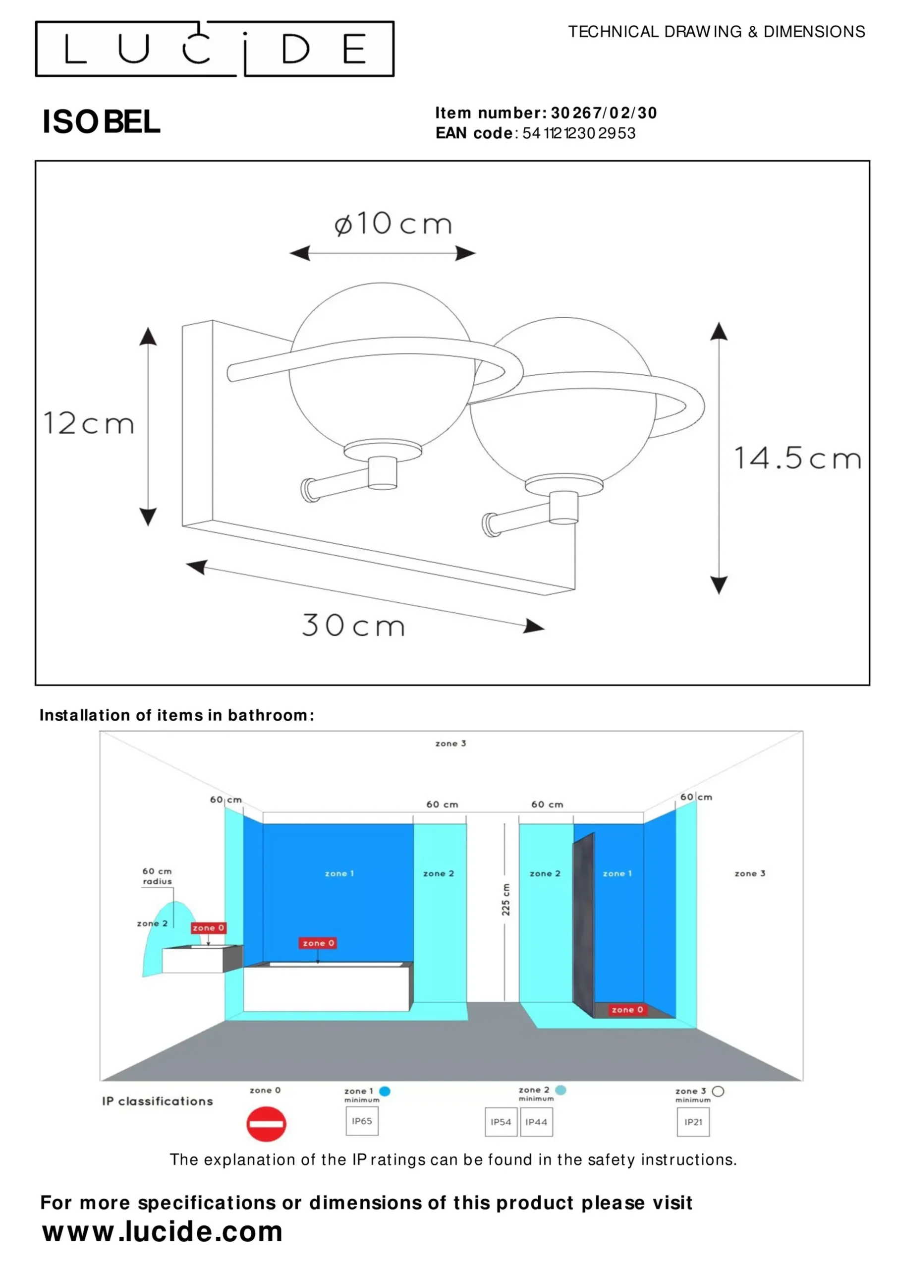 ISOBEL - Wandlamp Badkamer - 2xG9 - IP44 - Zwart*Lucide Best Sale