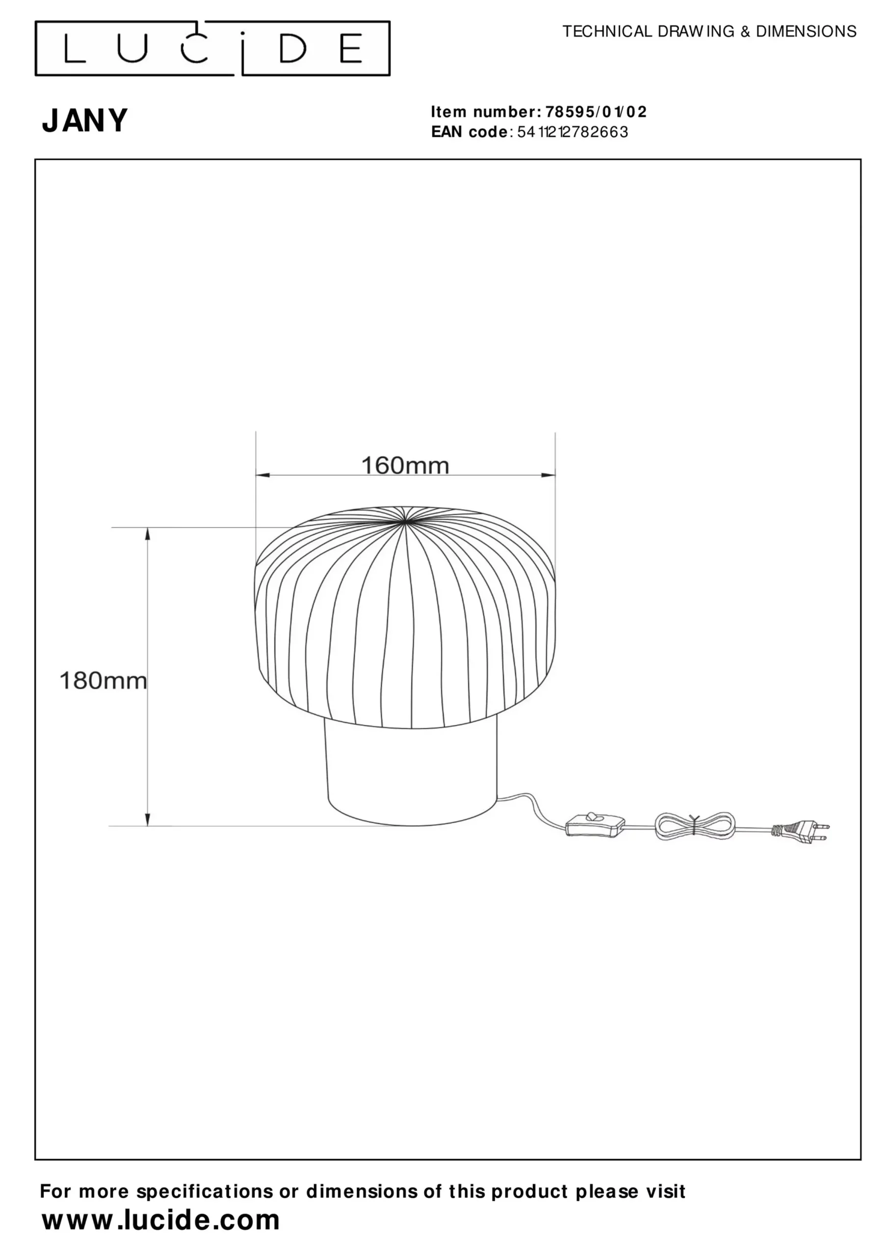 JANY - Tafellamp - Ø 16 cm - 1xE14 - Mat Goud / Messing*Lucide Discount