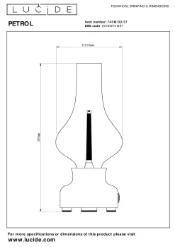 JASON - Oplaadbare Tafellamp - Accu/Batterij - Ø 12 cm - LED 3 StepDim - 1x2W 3000K - Turkoois*Lucide Fashion