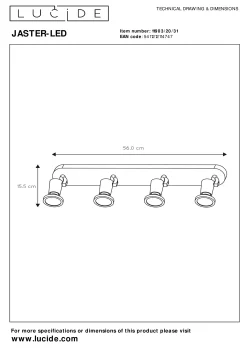 JASTER-LED - Plafondspot - LED - GU10 - 4x5W 2700K - Wit*Lucide Store
