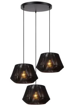 JESSICA - Hanglamp - Ø 35,5 cm - 3xE27 - Zwart*Lucide Cheap