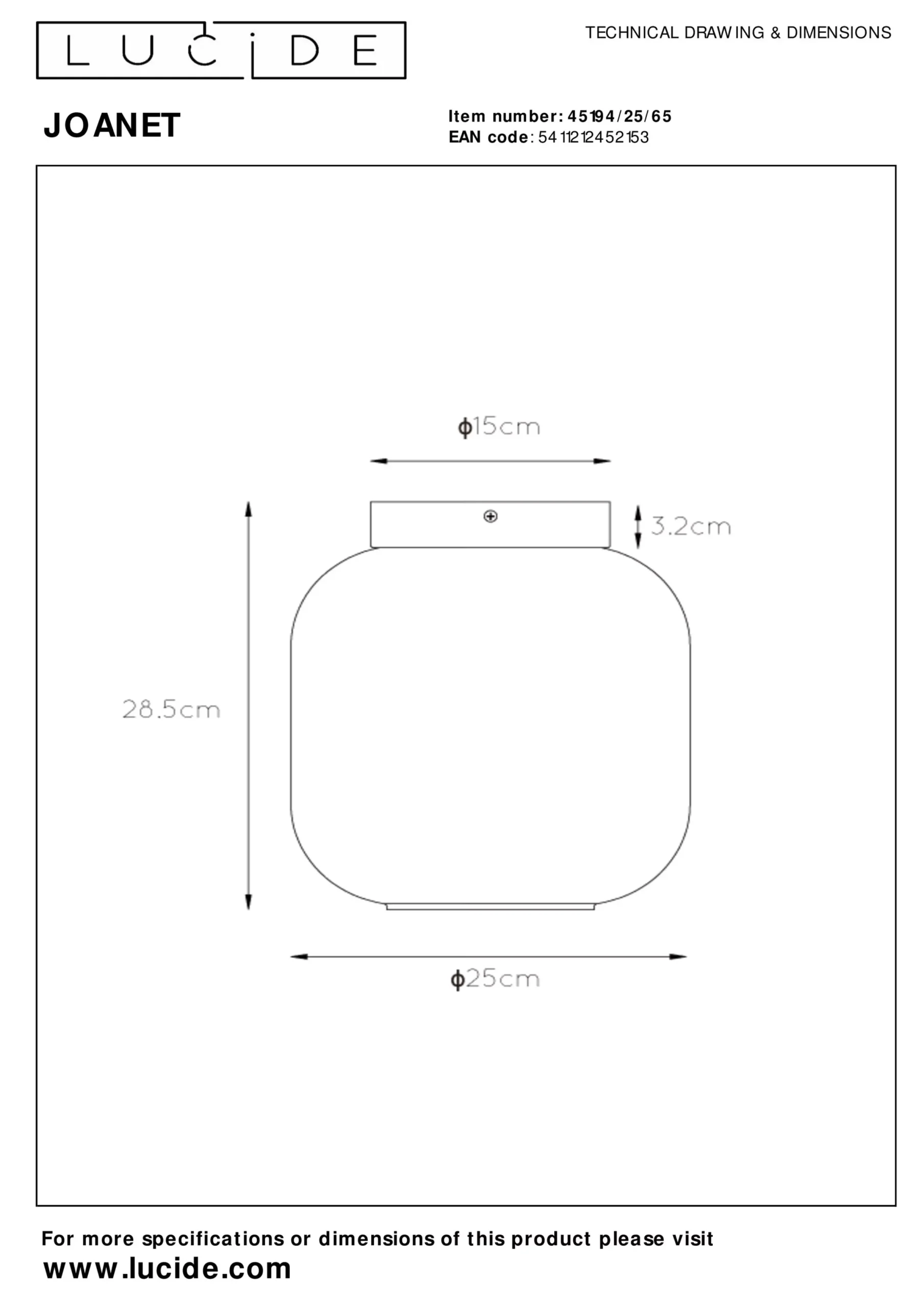 JOANET - Plafonnière - Ø 25 cm - 1xE27 - Fumé*Lucide Best Sale