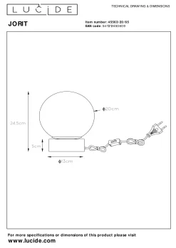JORIT - Tafellamp - Ø 20 cm - 1xE27 - Fumé*Lucide Online