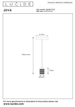JOVA - Hanglamp - Ø 12 cm - 1xE27 - Mat Goud / Messing*Lucide Discount
