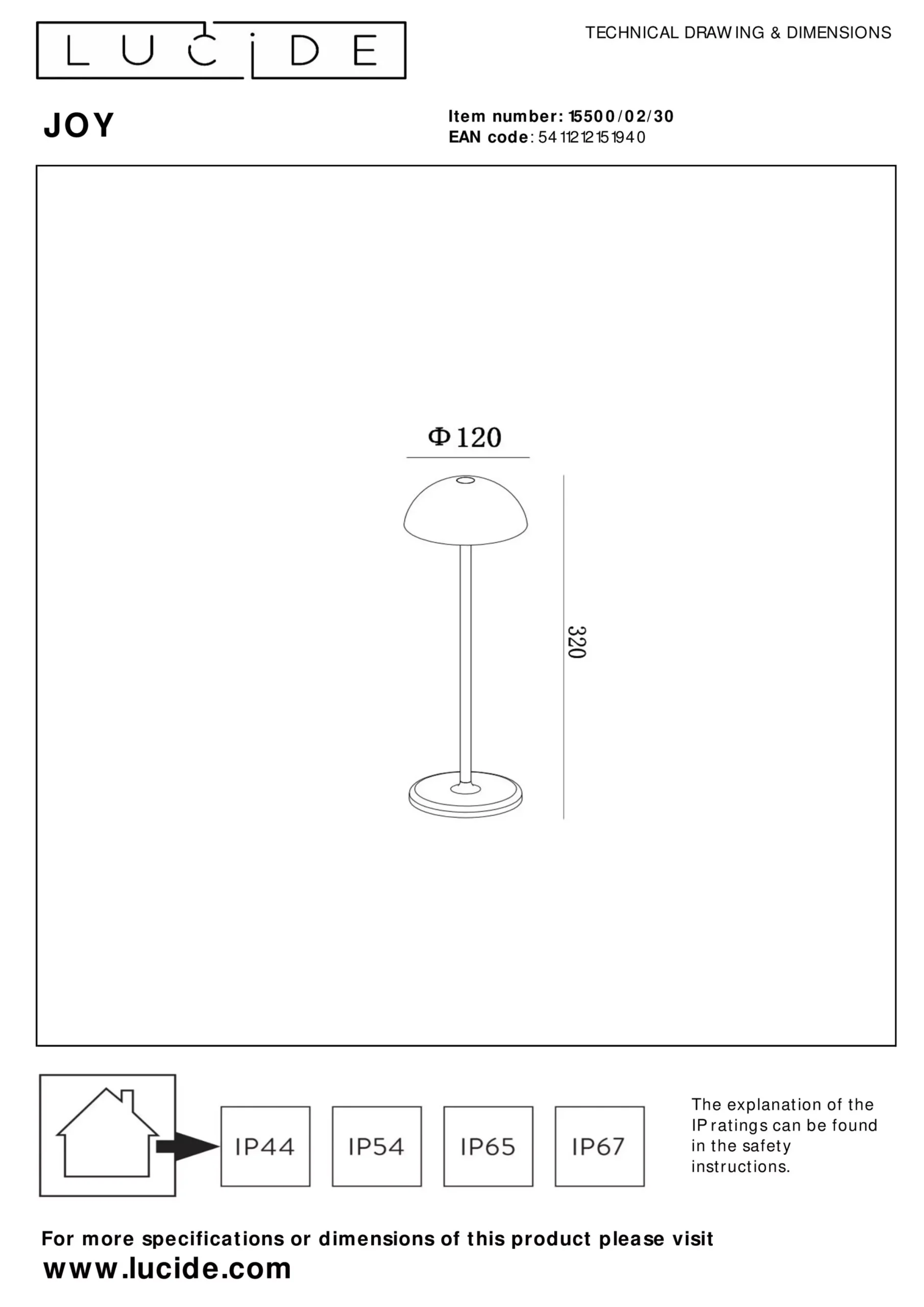 JOY - Oplaadbare Tafellamp Binnen/Buiten - Accu/Batterij - Ø 12 cm - LED Dimb. - 1x1,5W 3000K - IP54 - Zwart*Lucide Flash Sale