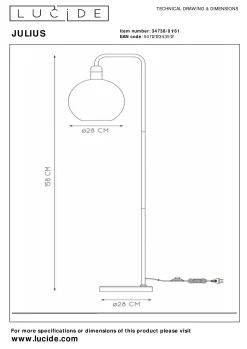 JULIUS - Vloerlamp - 1xE27 - Opaal*Lucide Best