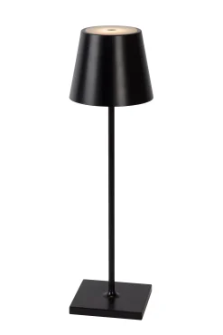 JUSTIN - Oplaadbare Tafellamp Binnen/Buiten - Accu/Batterij - Ø 11 cm - LED Dimb. - CCT - 1x2,2W 2700K/3000K - IP54 - Zwart*Lucide Online