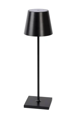 JUSTIN - Oplaadbare Tafellamp Binnen/Buiten - Accu/Batterij - Ø 11 cm - LED Dimb. - CCT - 1x2,2W 2700K/3000K - IP54 - Zwart*Lucide Online