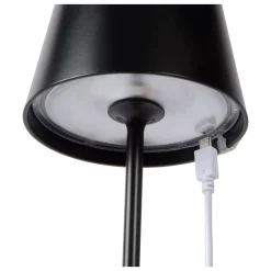 JUSTIN - Oplaadbare Tafellamp Binnen/Buiten - Accu/Batterij - Ø 11 cm - LED Dimb. - CCT - 1x2,2W 2700K/3000K - IP54 - Zwart*Lucide Online