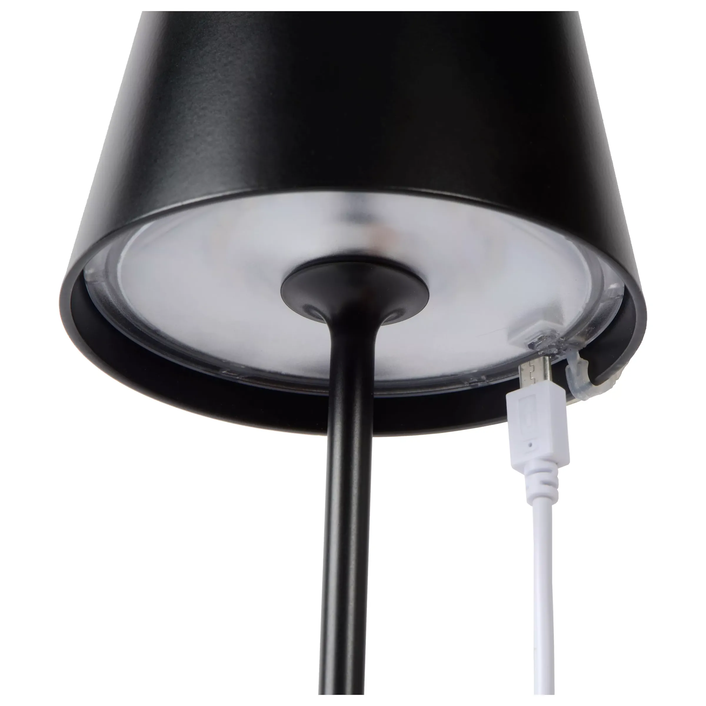 JUSTIN - Oplaadbare Tafellamp Binnen/Buiten - Accu/Batterij - Ø 11 cm - LED Dimb. - CCT - 1x2,2W 2700K/3000K - IP54 - Zwart*Lucide Online