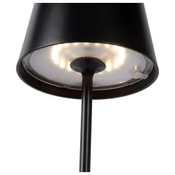 JUSTIN - Oplaadbare Tafellamp Binnen/Buiten - Accu/Batterij - Ø 11 cm - LED Dimb. - CCT - 1x2,2W 2700K/3000K - IP54 - Zwart*Lucide Online