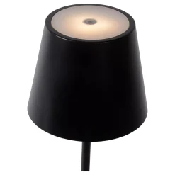 JUSTIN - Oplaadbare Tafellamp Binnen/Buiten - Accu/Batterij - Ø 11 cm - LED Dimb. - CCT - 1x2,2W 2700K/3000K - IP54 - Zwart*Lucide Online