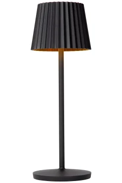 JUSTINE - Oplaadbare Tafellamp Binnen/Buiten - Accu/Batterij - LED Dimb. - 1x2W 2700K - IP54 - Met draadloos oplaadstation - Zwart*Lucide Discount