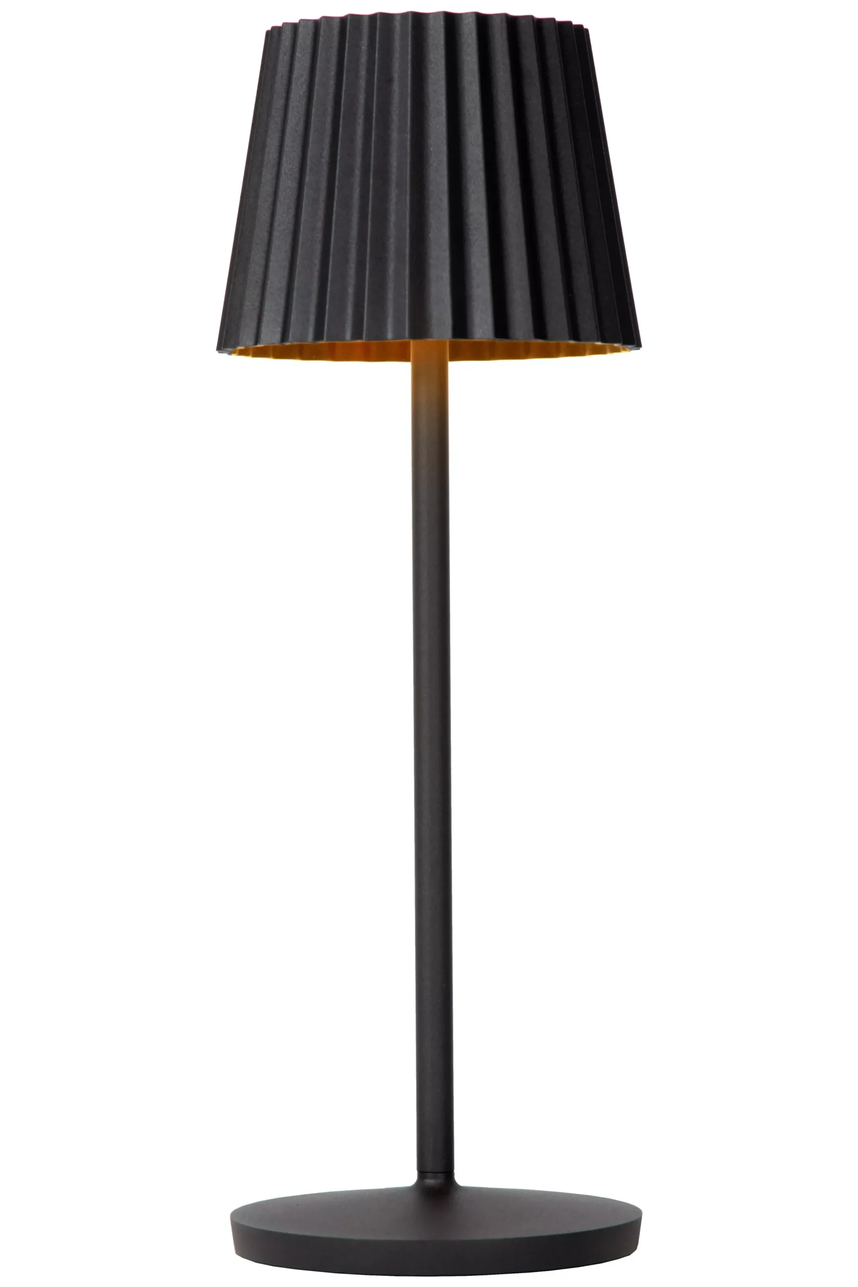 JUSTINE - Oplaadbare Tafellamp Binnen/Buiten - Accu/Batterij - LED Dimb. - 1x2W 2700K - IP54 - Met draadloos oplaadstation - Zwart*Lucide Discount