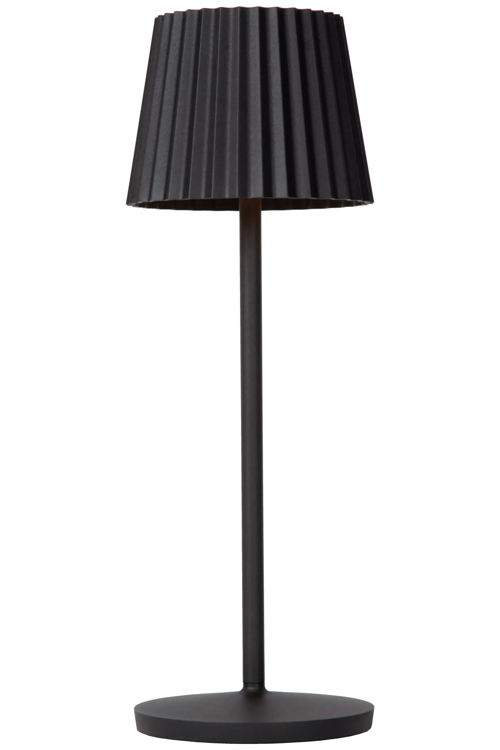 JUSTINE - Oplaadbare Tafellamp Binnen/Buiten - Accu/Batterij - LED Dimb. - 1x2W 2700K - IP54 - Met draadloos oplaadstation - Zwart*Lucide Discount