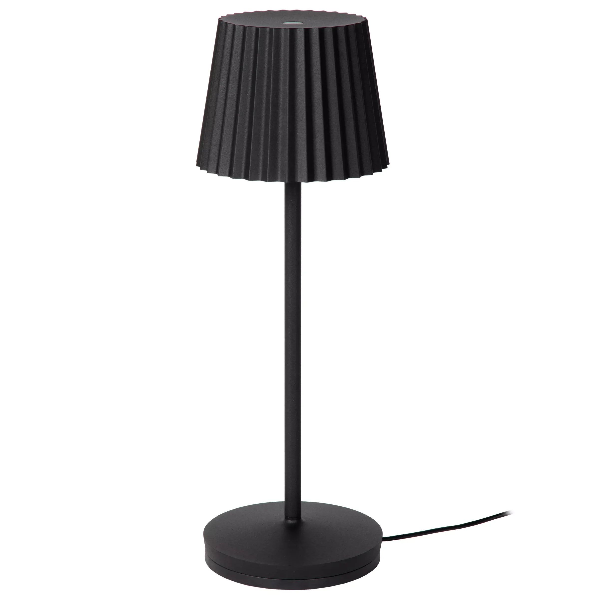 JUSTINE - Oplaadbare Tafellamp Binnen/Buiten - Accu/Batterij - LED Dimb. - 1x2W 2700K - IP54 - Met draadloos oplaadstation - Zwart*Lucide Discount