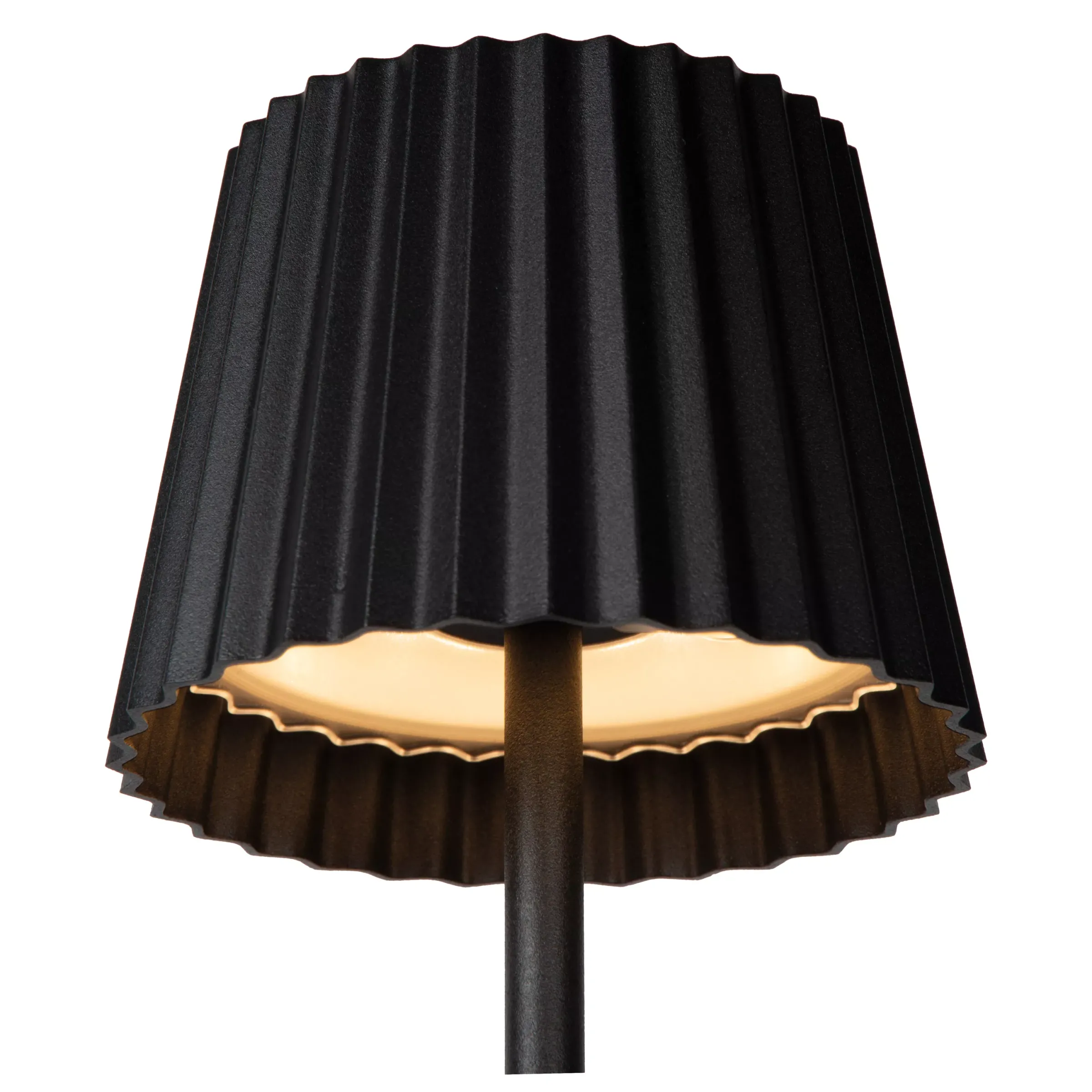 JUSTINE - Oplaadbare Tafellamp Binnen/Buiten - Accu/Batterij - LED Dimb. - 1x2W 2700K - IP54 - Met draadloos oplaadstation - Zwart*Lucide Discount