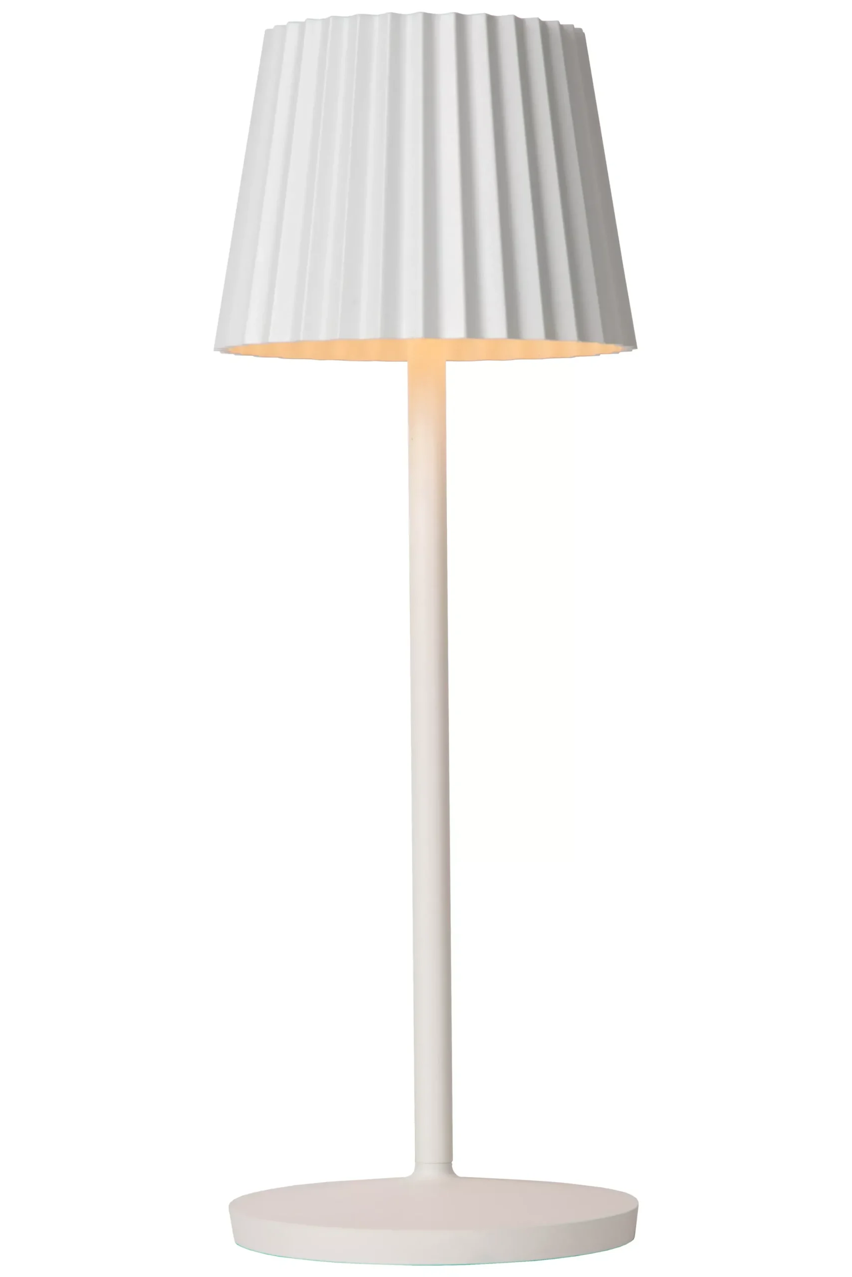 JUSTINE - Oplaadbare Tafellamp Binnen/Buiten - Accu/Batterij - LED Dimb. - 1x2W 2700K - IP54 - Met draadloos oplaadstation - Wit*Lucide Sale