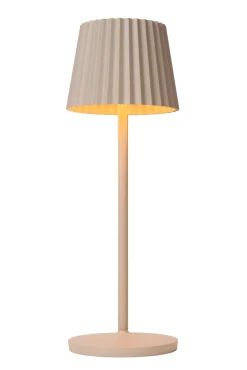 JUSTINE - Oplaadbare Tafellamp Binnen/Buiten - Accu/Batterij - LED Dimb. - 1x2W 2700K - IP54 - Met draadloos oplaadstation - Beige*Lucide New