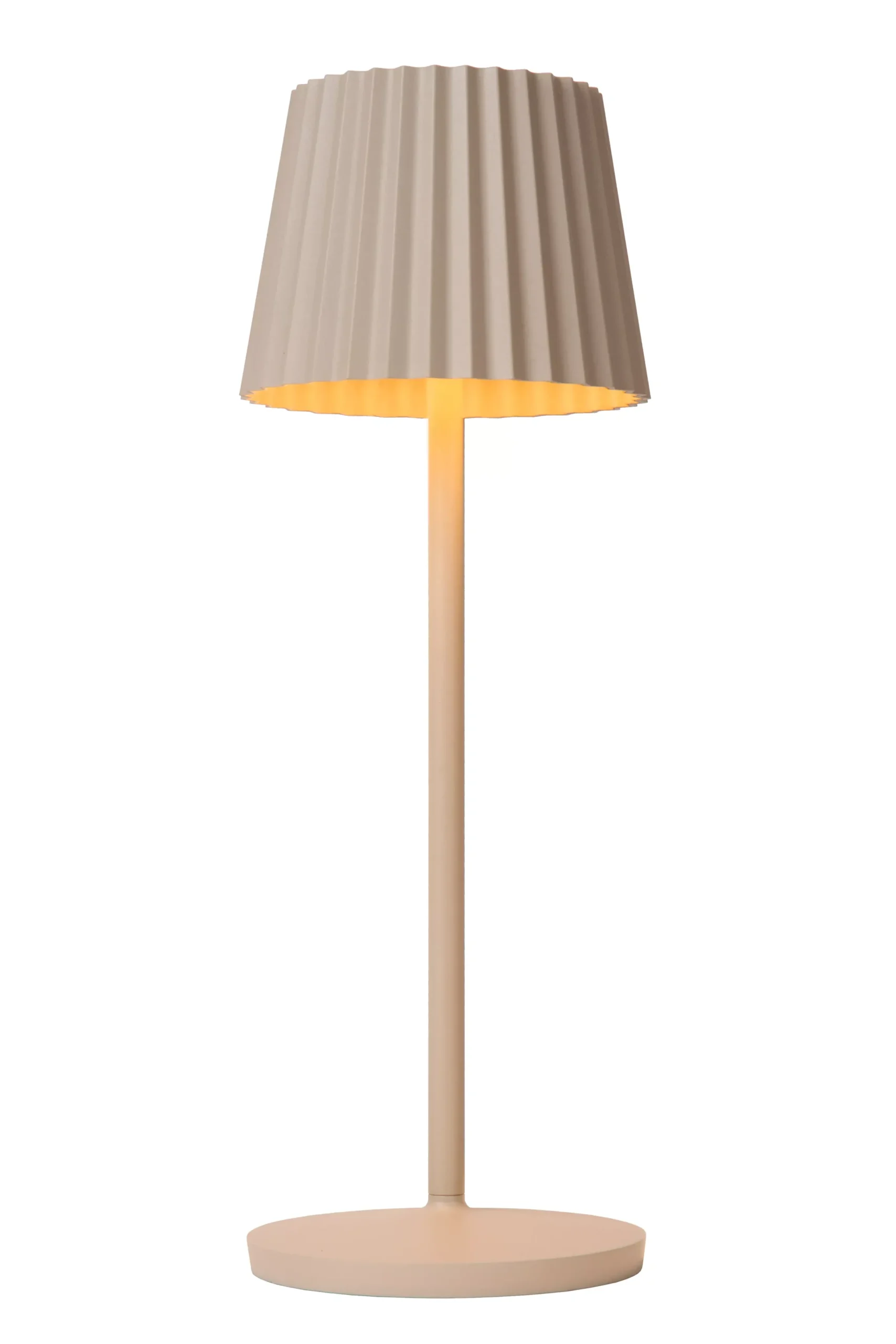 JUSTINE - Oplaadbare Tafellamp Binnen/Buiten - Accu/Batterij - LED Dimb. - 1x2W 2700K - IP54 - Met draadloos oplaadstation - Beige*Lucide New