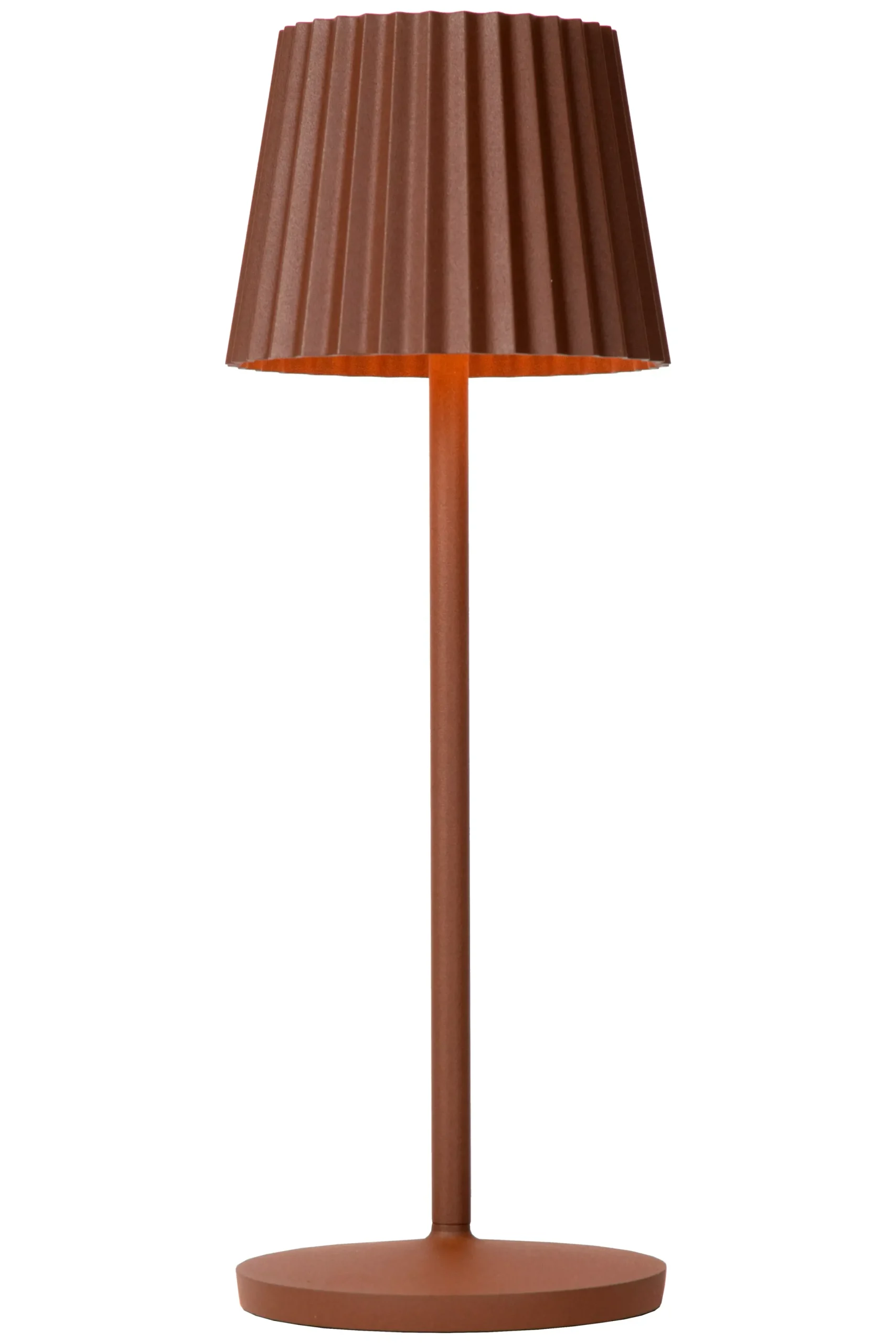 JUSTINE - Oplaadbare Tafellamp Binnen/Buiten - Accu/Batterij - LED Dimb. - 1x2W 2700K - IP54 - Met draadloos oplaadstation - Roest bruin*Lucide New