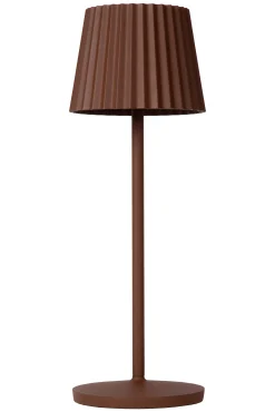 JUSTINE - Oplaadbare Tafellamp Binnen/Buiten - Accu/Batterij - LED Dimb. - 1x2W 2700K - IP54 - Met draadloos oplaadstation - Roest bruin*Lucide New