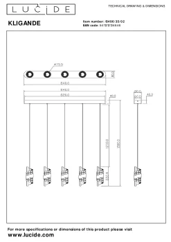 KLIGANDE - Hanglamp - LED Dimb. - 5x7,8W 2700K - Mat Goud / Messing*Lucide Best Sale