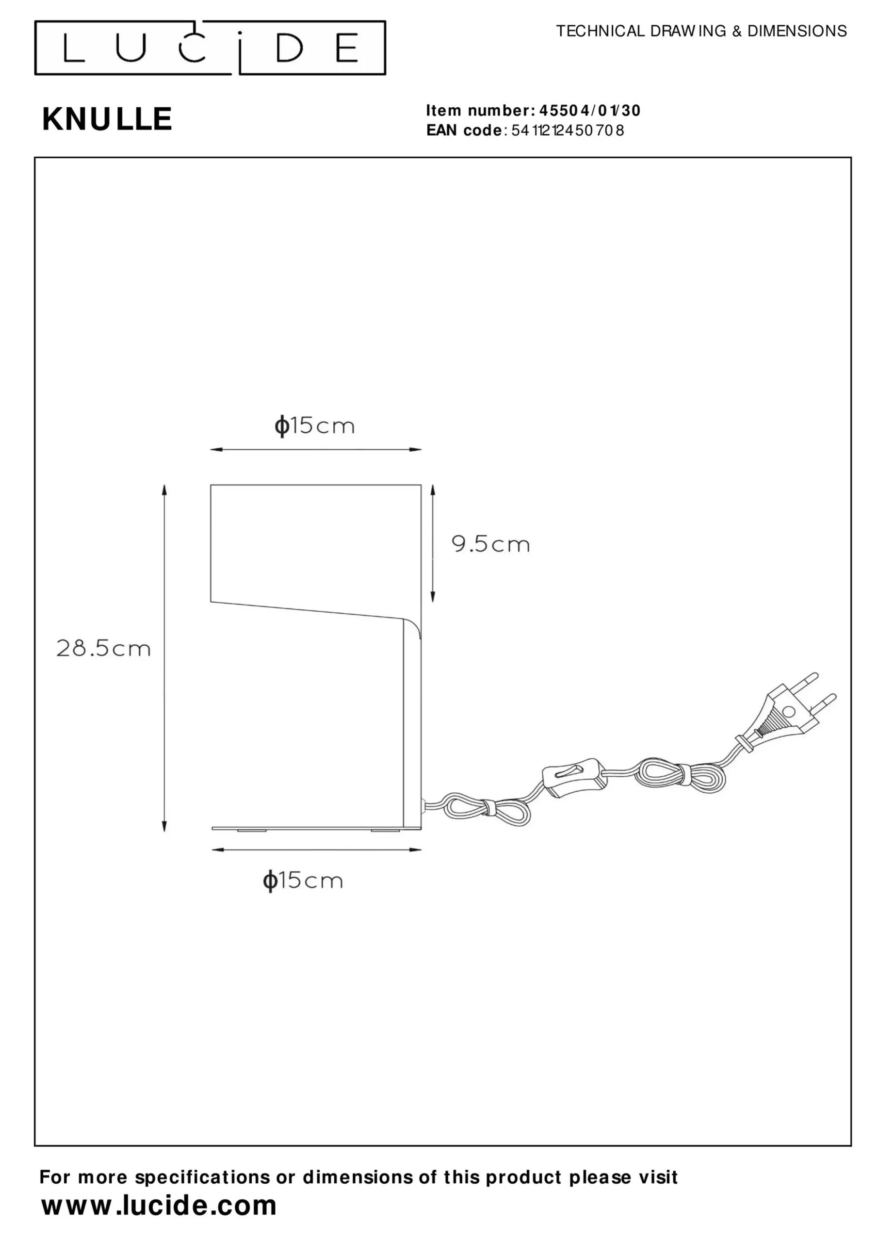 KNULLE - Tafellamp - Ø 15 cm - 1xE14 - Zwart*Lucide Shop