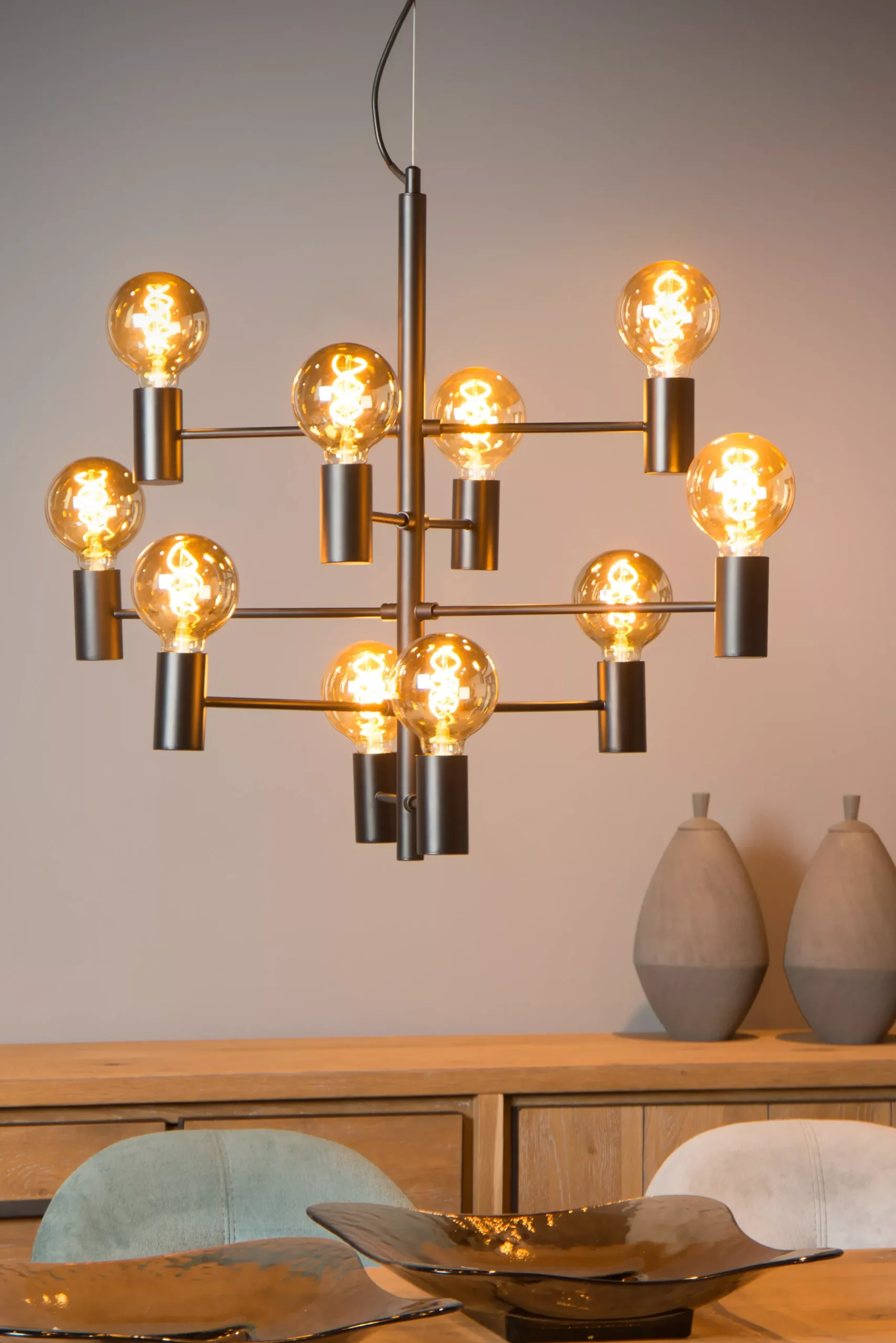LEANNE - Hanglamp - Ø 65 cm - 10xE27 - Zwart*Lucide Best Sale