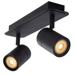LENNERT - Plafondspot Badkamer - LED Dimb. - GU10 - 2x5W 3000K - IP44 - Zwart*Lucide Cheap