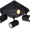 LENNERT - Plafondspot Badkamer - LED Dimb. - GU10 - 4x5W 3000K - IP44 - Zwart*Lucide Cheap