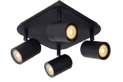 LENNERT - Plafondspot Badkamer - LED Dimb. - GU10 - 4x5W 3000K - IP44 - Zwart*Lucide Cheap