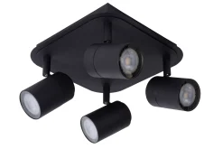 LENNERT - Plafondspot Badkamer - LED Dimb. - GU10 - 4x5W 3000K - IP44 - Zwart*Lucide Cheap