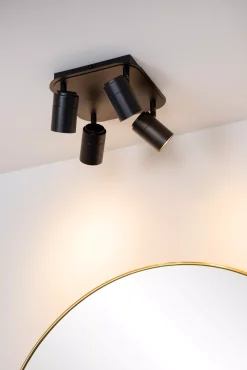 LENNERT - Plafondspot Badkamer - LED Dimb. - GU10 - 4x5W 3000K - IP44 - Zwart*Lucide Cheap