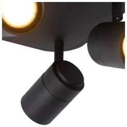 LENNERT - Plafondspot Badkamer - LED Dimb. - GU10 - 4x5W 3000K - IP44 - Zwart*Lucide Cheap