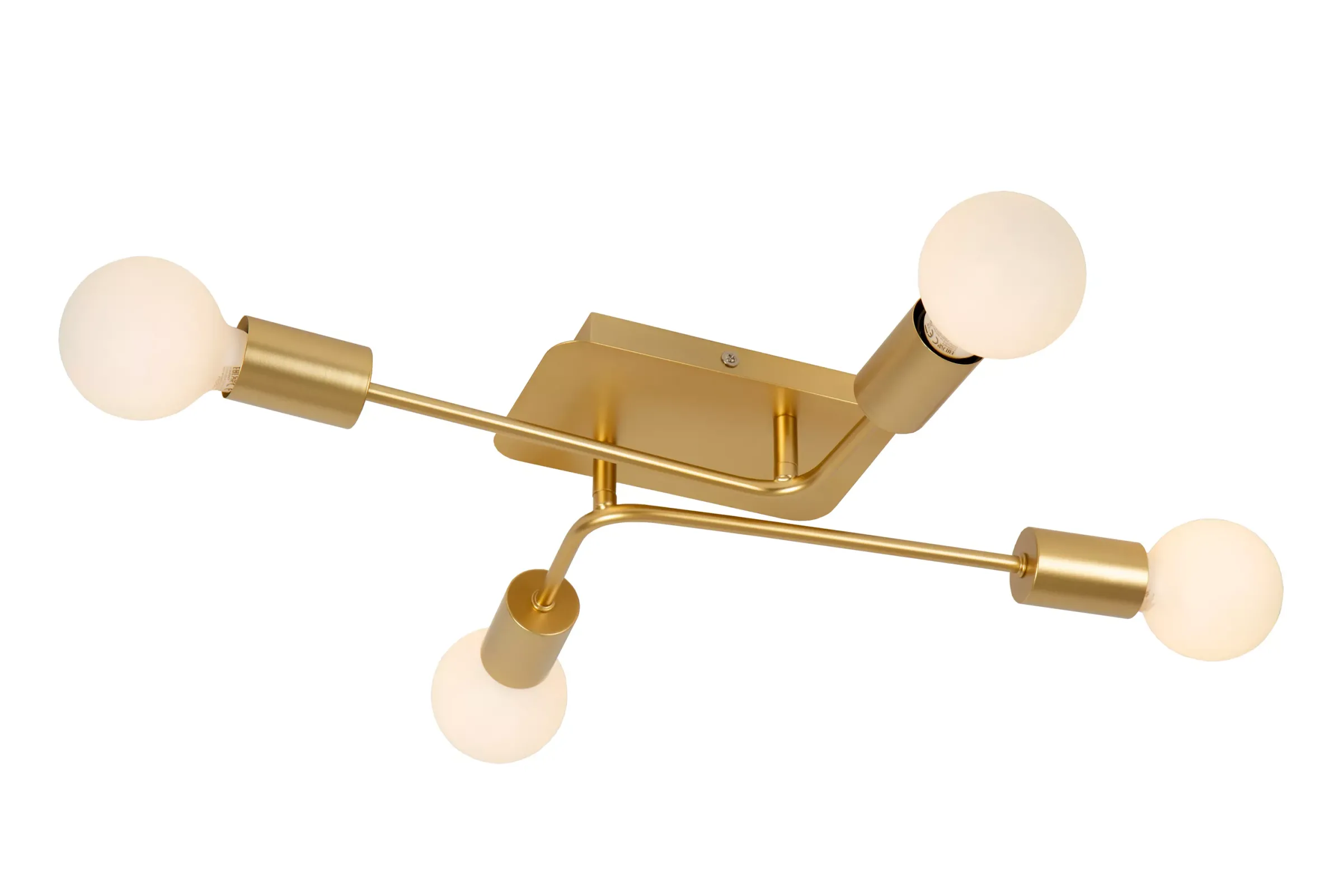 LESTER - Plafonnière - 4xE27 - Mat Goud / Messing*Lucide Clearance